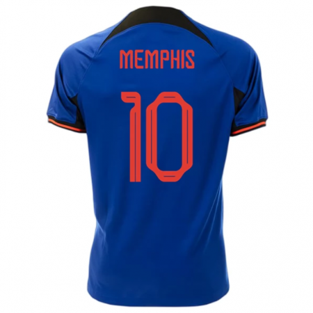 Camiseta Países Bajos Memphis 10 Segunda Equipación Copa Mundo 2022